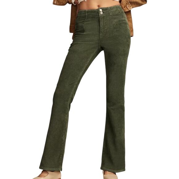 Lucky Brand Women’s Stevie High Rise Corduroy Flare Pants Green Size 10/30 X 30 - Picture 1 of 2
